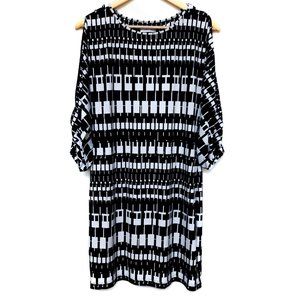 Calvin Klein Balloon Sleeve Geometric Print Dress